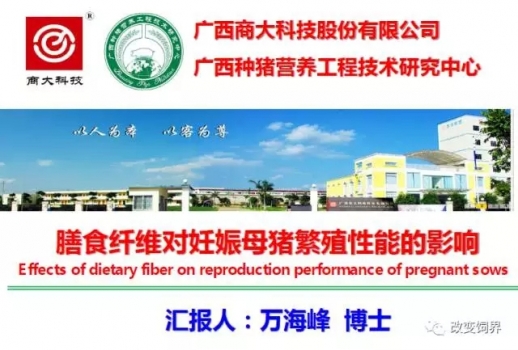 万海峰博士：膳食纤维对妊娠母猪繁殖性能的影响